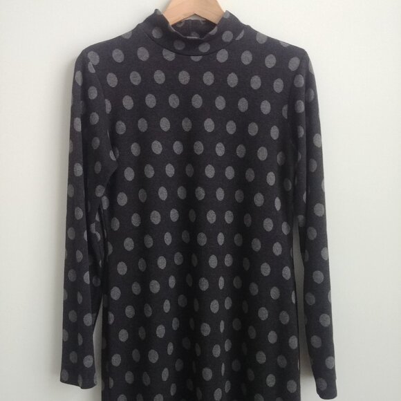 Miik made in Canada soft modal dress stretch mockneck black grey spots Small - Picture 2 of 11
